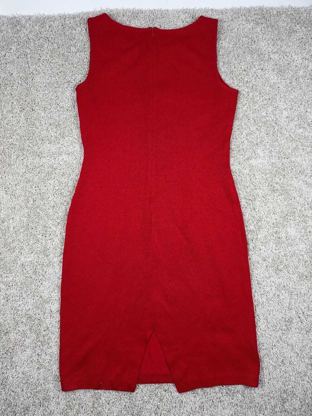 St John Caviar Red Knit Sheath Dress Sleeveless Wool Blend Size 8 USA - Picture 5 of 10